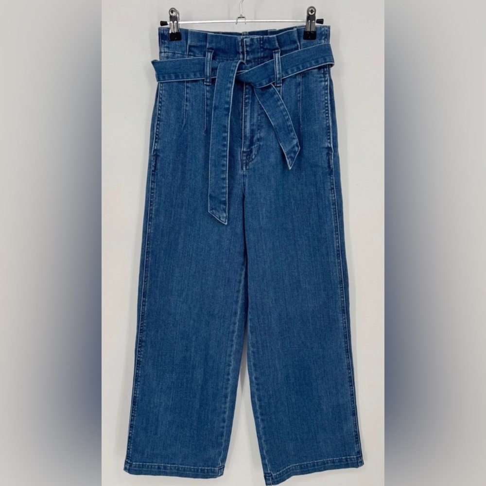 Madewell Wide Leg High Rise Denim Jeans Belted Culottes Medium Wash Size 24